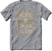 80 Jaar Legendarisch Gerijpt T-Shirt | Okergeel - Ivoor | Grappig Verjaardag Cadeau | Dames - Heren | - Donker Grijs - Gemaleerd - XL