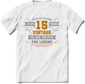 15 Jaar Legend T-Shirt | Goud - Zilver | Grappig Verjaardag Cadeau | Dames - Heren | - Wit - 3XL