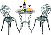MEUBELEXPERT weerbestendige set van gegoten aluminium tafel en 2 stoelen in roosvorm