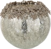 Theelichthouder | metaal | zilver | 16x16x (h)15 cm