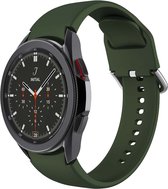 Samsung Galaxy Watch 4 - Luxe Silicone Bandje - Donkergroen - Small - 20mm
