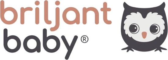 Logo van Briljant Baby met een uil met grote ogen.