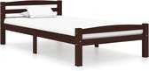 Decoways - Bedframe massief grenenhout donkerbruin 100x200 cm