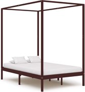 Decoways - Hemelbedframe massief grenenhout donkerbruin 140x200 cm