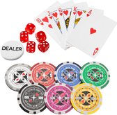 Supremium Pokerfiches-set | Tectake 300 Zilver Pokerset | Twee dekken | Aluminium behuizing | Pokerset