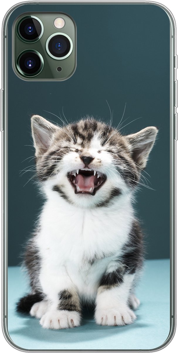 Telefoonhoesje Geschikt voor iPhone 11 Pro Max hoesje - Kat - Kitten - Miauw - Siliconen Telefoonhoesje Telefoonhoesje