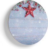 Artaza Houten Muurcirkel - Kerst Achtergrond Met Sneeuw Op Tafel - Ø 75 cm - Multiplex Wandcirkel - Rond Schilderij