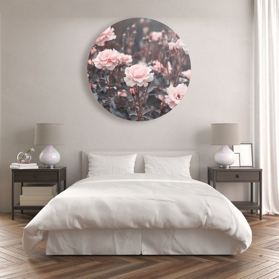 Cercle Mural Artaza Dibond - Fleurs Roses Roses - Ø 90 cm - Groot - Cercle Mural - Tableau Rond - Pour Intérieur et Extérieur