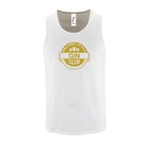 Witte Tanktop sportshirt met "Member of the Gin club" Print Goud Size XXL