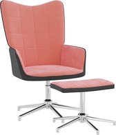 vidaXL Relaxstoel met voetenbank fluweel en PVC roze