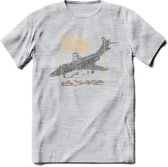 F-101 Vliegtuig T-Shirt | Unisex leger Kleding | Dames - Heren Straaljager shirt | Army F16 | Grappig bouwpakket Cadeau | - Licht Grijs - Gemaleerd - L