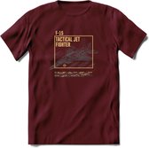 F-15 Vliegtuig T-Shirt | Unisex leger Kleding | Dames - Heren Straaljager shirt | Army F16 | Grappig bouwpakket Cadeau | - Burgundy - S