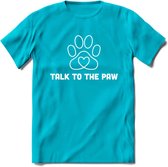 Talk To The Paw - Katten T-Shirt Kleding Cadeau | Dames - Heren - Unisex | Kat / Dieren shirt | Grappig Verjaardag kado | Tshirt Met Print | - Blauw - XXL