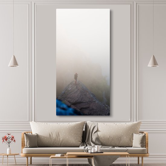 Tableau sur toile Un voyageur dans la brume - 80x160 cm - Décoration murale