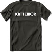 Kattenkop - Katten T-Shirt Kleding Cadeau | Dames - Heren - Unisex | Kat / Dieren shirt | Grappig Verjaardag kado | Tshirt Met Print | - Donker Grijs - S