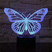 3D Led Lamp Met Gravering - RGB 7 Kleuren - Vlinder