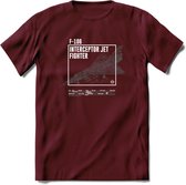 F-106 Vliegtuig T-Shirt | Unisex leger Kleding | Dames - Heren Straaljager shirt | Army F16 | Grappig bouwpakket Cadeau | - Burgundy - L