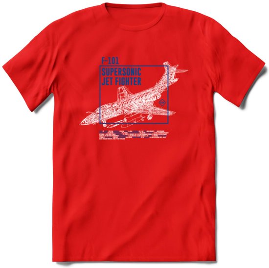 F-101 Vliegtuig T-Shirt | Unisex leger Kleding | Dames - Heren Straaljager shirt | Army F16 | Grappig bouwpakket Cadeau | - Rood - XL