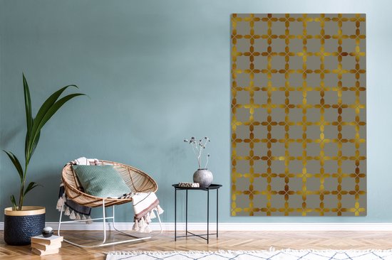 Motif de Luxe aubes avec détails dorés sur fond gris 120x180 cm - Tirage photo sur toile (Décoration murale salon / chambre) XXL / Groot format!