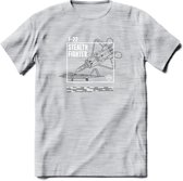 F-22 Vliegtuig T-Shirt | Unisex leger Kleding | Dames - Heren Straaljager shirt | Army F16 | Grappig bouwpakket Cadeau | - Licht Grijs - Gemaleerd - 3XL