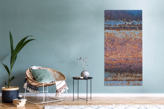 Canvas schilderij 80x160 cm - Wanddecoratie Roest - IJzer - Platen - Muurdecoratie woonkamer - Slaapkamer decoratie - Kamer accessoires - Schilderijen