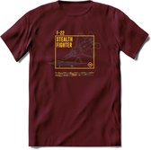 F-22 Vliegtuig T-Shirt | Unisex leger Kleding | Dames - Heren Straaljager shirt | Army F16 | Grappig bouwpakket Cadeau | - Burgundy - M