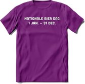 Nationale Bier Dag T-Shirt | Unisex Kleding | Dames - Heren Feest shirt | Drank | Grappig Verjaardag Cadeau tekst | - Paars - M