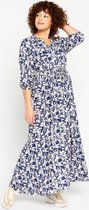 LOLALIZA Maxi-jurk met bloemenprint - Marine Blauw - Maat 48