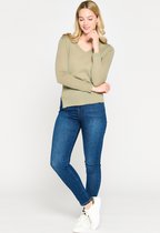 LOLALIZA Trui met V-hals - Khaki - Maat S