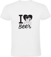 I Love Beer | Heren T-shirt | Wit | Ik hou van bier | Biertje | Borrel | Pils | Feest | Zuipen | Oktoberfeest | Carnaval