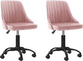 Eetkamerstoelen draaibaar 2 st fluweel roze