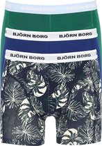 Björn Borg boxershorts Essential  (3-pack) - heren boxers normale lengte - groen - blauw en print -  Maat: XL