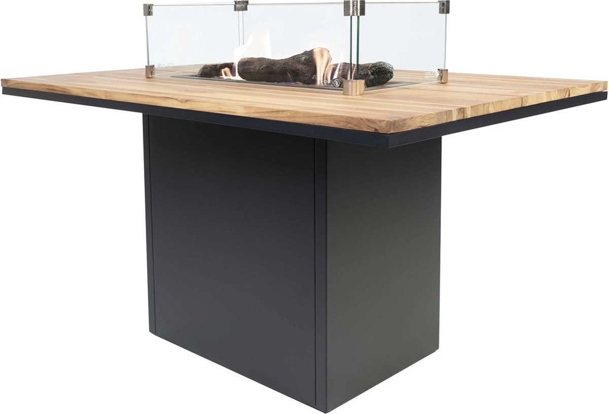 Cosi Cosiloft Relax - Table de feu à hauteur de table - Noir avec teck