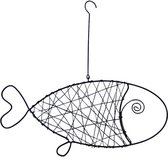 Decoratieve hanger - Metaaldraad - Vis - Zwart - 30x1x29 cm - Sarana - Fairtrade Indonesie - Fairtrade