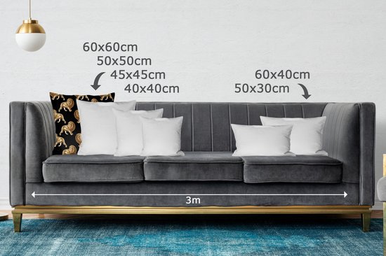 Coussins Coussins décoratifs - Oreillers Salon - 60x60 cm - Motifs - Lion - Or - Zwart