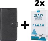 Kunstleer Bookcase Hoesje Met Pasjeshouder iPhone XR Zwart - 2x Gratis Screen Protector - Telefoonhoesje - Smartphonehoesje