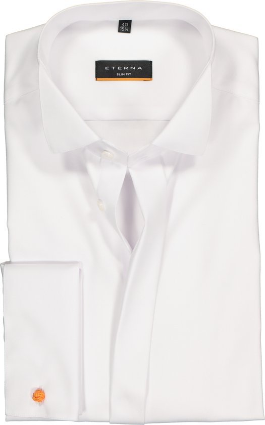 ETERNA slim fit overhemd - dubbele manchet - niet doorschijnend twill heren overhemd - wit - Strijkvrij - Boordmaat: 39