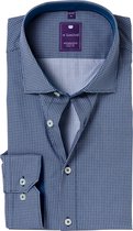 Redmond slim fit overhemd - blauw dessin (contrast) - Strijkvriendelijk - Boordmaat: 43/44