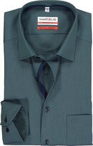 MARVELIS modern fit overhemd - groen met blauw mini dessin (contrast) - Strijkvrij - Boordmaat: 43