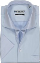 Ledub modern fit overhemd - korte mouw - lichtblauw twill - Strijkvrij - Boordmaat: 40