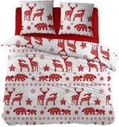 Snoozing Davita - Flanel - Dekbedovertrek - Lits-jumeaux - 240x200/220 cm - Rood