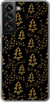 Geschikt voor Samsung Galaxy S22 hoesje - Kerst - Goud - Zwart - Patroon - Siliconen Telefoonhoesje