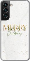 Geschikt voor Samsung Galaxy S22 hoesje - Kerst - Quotes - Merry Christmas - Spreuken - Goud - Siliconen Telefoonhoesje