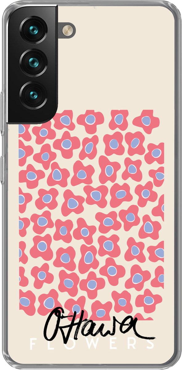Telefoonhoesje Geschikt voor Samsung Galaxy S22 hoesje - Bloem - Patronen - Roze - Siliconen Telefoonhoesje Telefoonhoesje