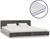 vidaXL Bed met traagschuim matras fluweel grijs 160x200 cm