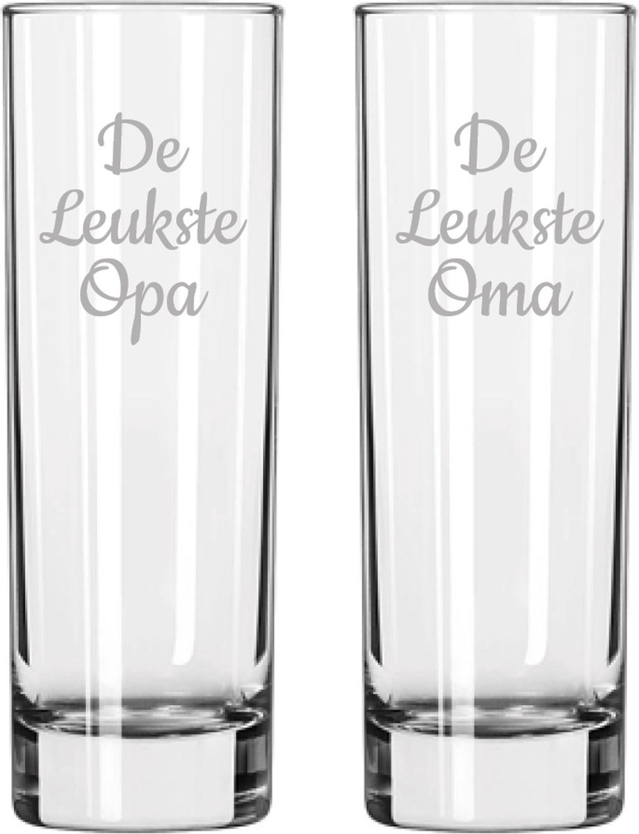 Gegraveerde longdrinkglas 22cl De Leukste Opa- De leukste Oma