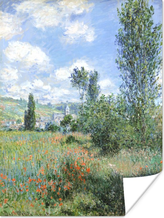 Poster View of Vetheuil - schilderij van Claude Monet
