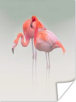 Poster Twee staande flamingo's - 120x160 cm XXL