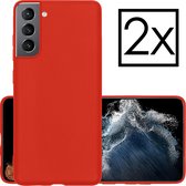 Samsung Galaxy S22 Hoesje Back Cover Siliconen Case Hoes - Rood - 2x