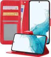 Samsung S22 Hoesje Book Case Hoes - Samsung Galaxy S22 Case Hoesje Portemonnee Cover - Samsung S22 Hoes Wallet Case Hoesje - Rood